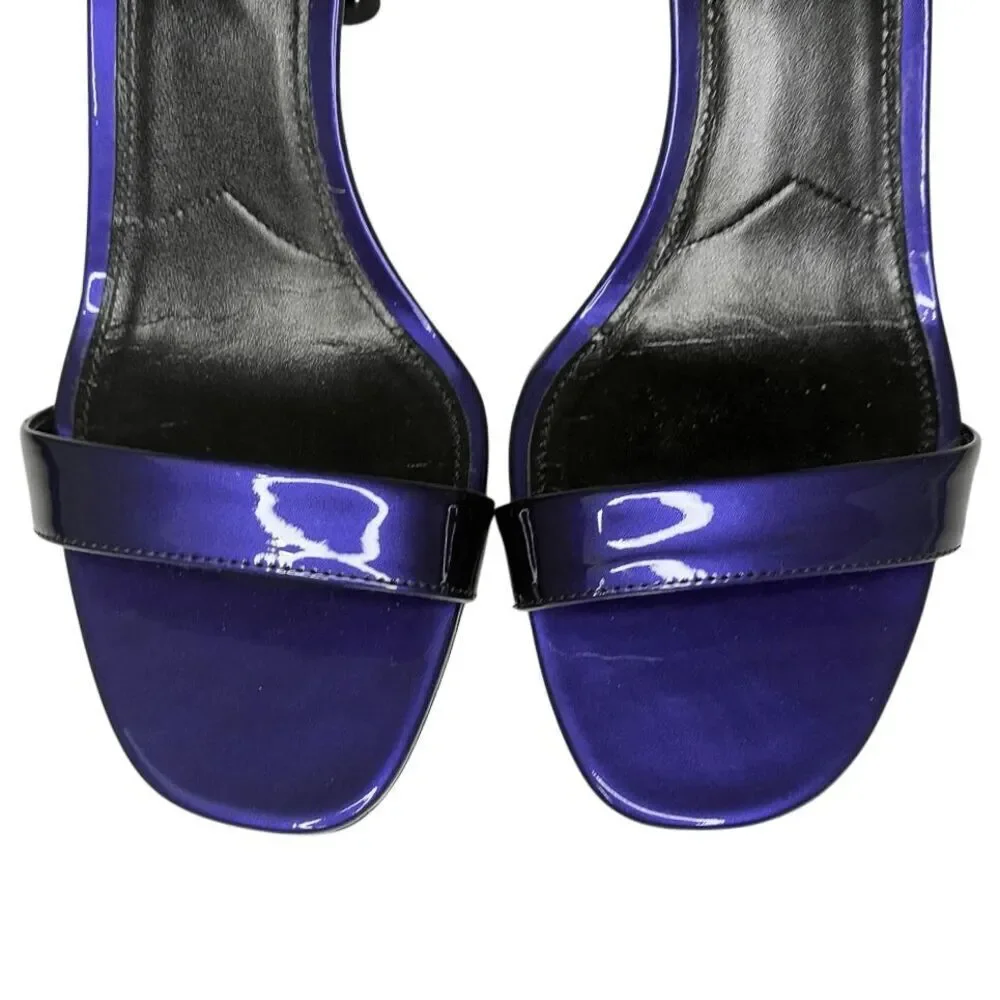 Prada Patent Leather Elastic Strap Sandals 93mm Heel Giacinto Size 39 Open Toe
